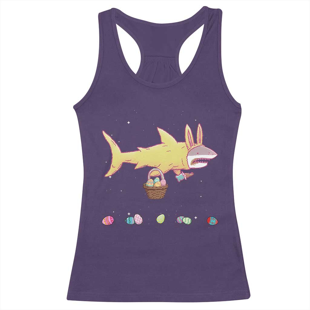 Funny Shark Easter Racerback Tank Top Cute Bunny Ears Eggs Hunting Teens Boys Kids - Wonder Print Shop