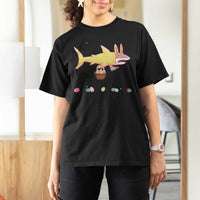 Funny Shark Easter T Shirt For Women Cute Bunny Ears Eggs Hunting Teens Boys Kids - Wonder Print Shop