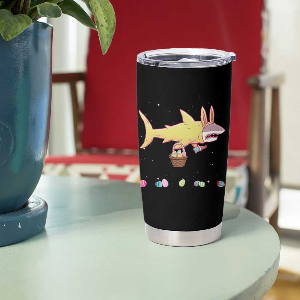 Funny Shark Easter Tumbler Cup Cute Bunny Ears Eggs Hunting Teens Boys Kids - Wonder Print Shop