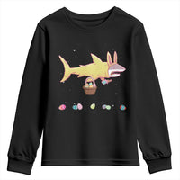 Funny Shark Easter Youth Sweatshirt Cute Bunny Ears Eggs Hunting Teens Boys Kids - Wonder Print Shop