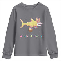 Funny Shark Easter Youth Sweatshirt Cute Bunny Ears Eggs Hunting Teens Boys Kids - Wonder Print Shop