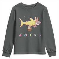 Funny Shark Easter Youth Sweatshirt Cute Bunny Ears Eggs Hunting Teens Boys Kids - Wonder Print Shop