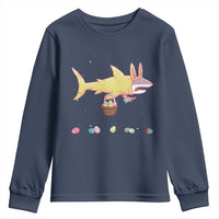 Funny Shark Easter Youth Sweatshirt Cute Bunny Ears Eggs Hunting Teens Boys Kids - Wonder Print Shop