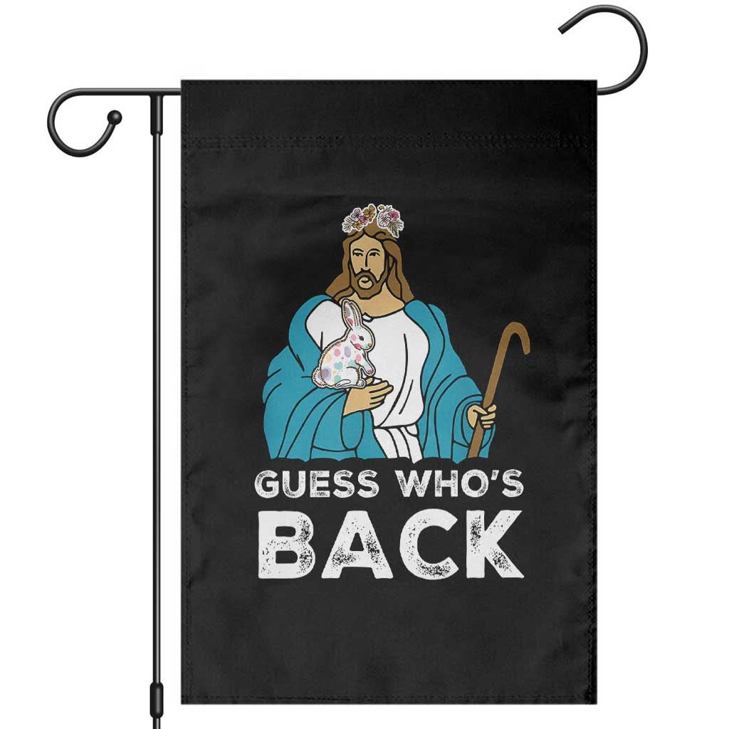 Guess Whos Back Garden Flag Funny Religious Jesus Back Cute Bunny - Wonder Print Shop