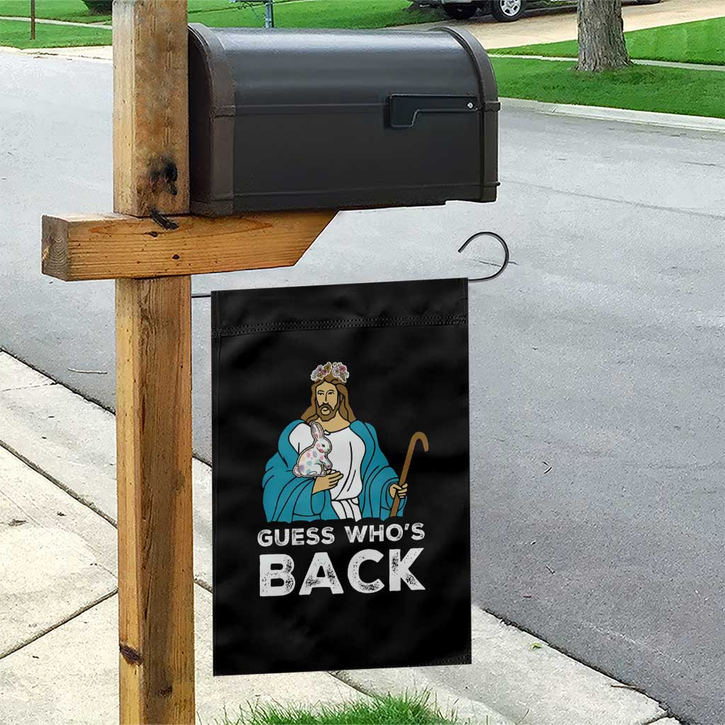 Guess Whos Back Garden Flag Funny Religious Jesus Back Cute Bunny - Wonder Print Shop