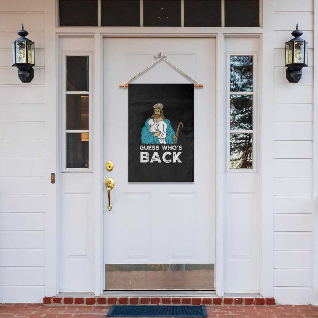 Guess Whos Back Garden Flag Funny Religious Jesus Back Cute Bunny - Wonder Print Shop