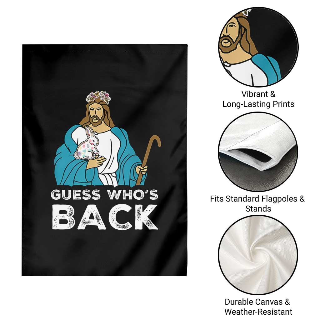 Guess Whos Back Garden Flag Funny Religious Jesus Back Cute Bunny - Wonder Print Shop