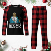 Guess Whos Back Plaid Pajama Set Funny Religious Jesus Back Cute Bunny - Wonder Print Shop