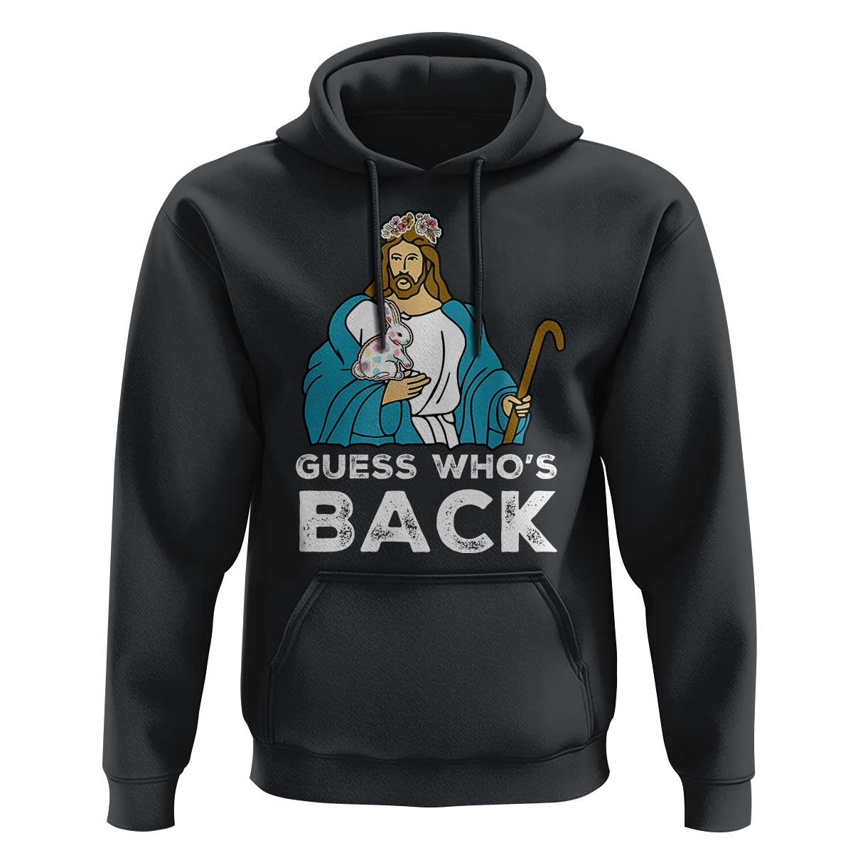Guess Whos Back Hoodie Funny Religious Jesus Back Cute Bunny - Wonder Print Shop