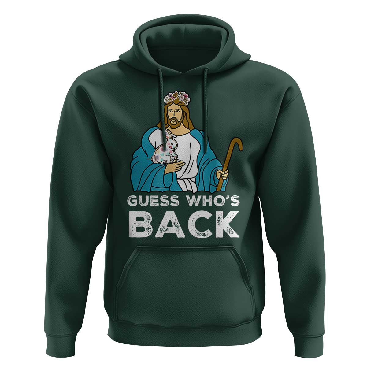 Guess Whos Back Hoodie Funny Religious Jesus Back Cute Bunny - Wonder Print Shop