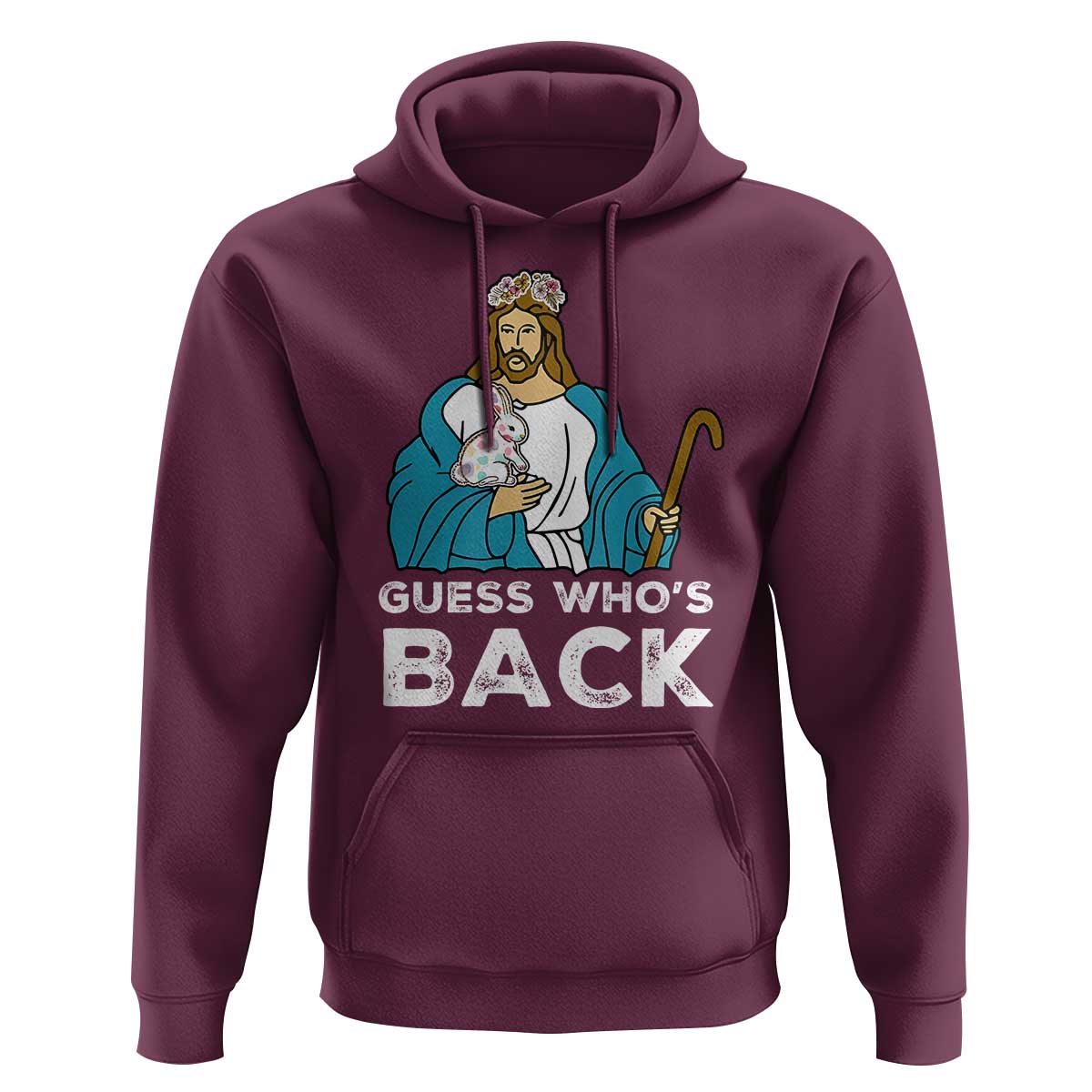 Guess Whos Back Hoodie Funny Religious Jesus Back Cute Bunny - Wonder Print Shop