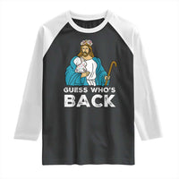 Guess Whos Back Raglan Shirt Funny Religious Jesus Back Cute Bunny - Wonder Print Shop