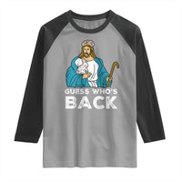 Guess Whos Back Raglan Shirt Funny Religious Jesus Back Cute Bunny - Wonder Print Shop