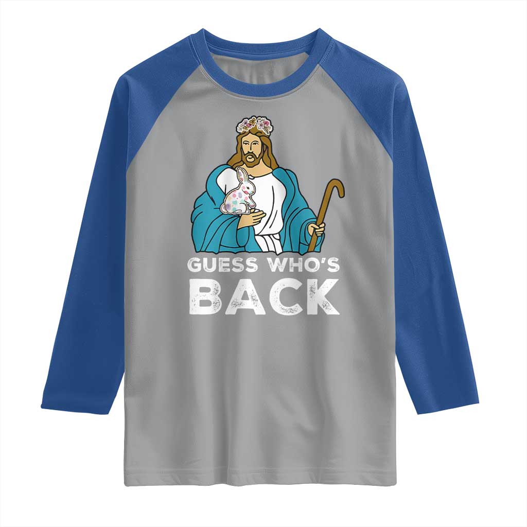 Guess Whos Back Raglan Shirt Funny Religious Jesus Back Cute Bunny - Wonder Print Shop