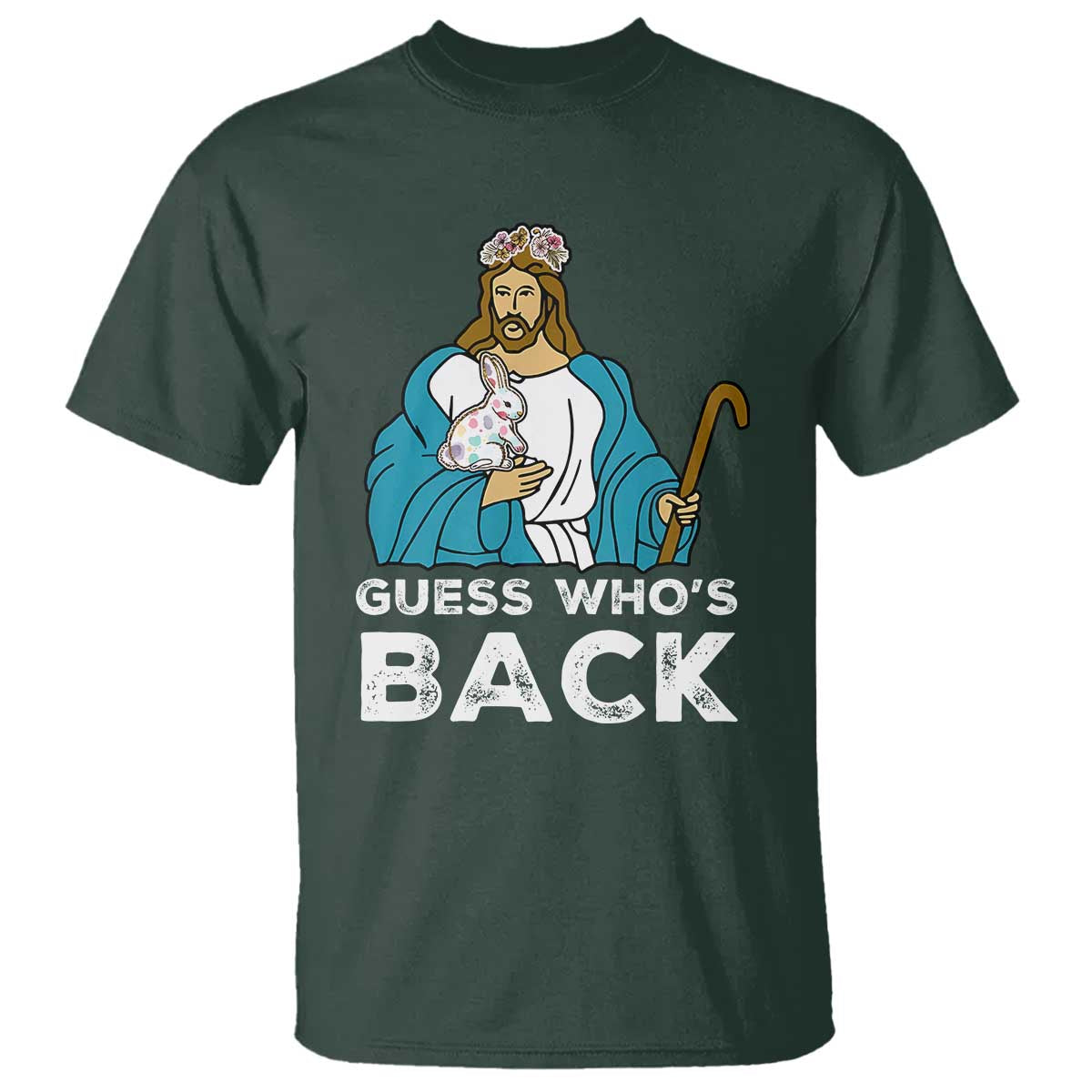 Guess Whos Back T Shirt Funny Religious Jesus Back Cute Bunny - Wonder Print Shop
