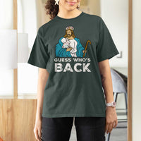 Guess Whos Back T Shirt For Women Funny Religious Jesus Back Cute Bunny - Wonder Print Shop