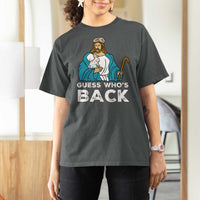 Guess Whos Back T Shirt For Women Funny Religious Jesus Back Cute Bunny - Wonder Print Shop