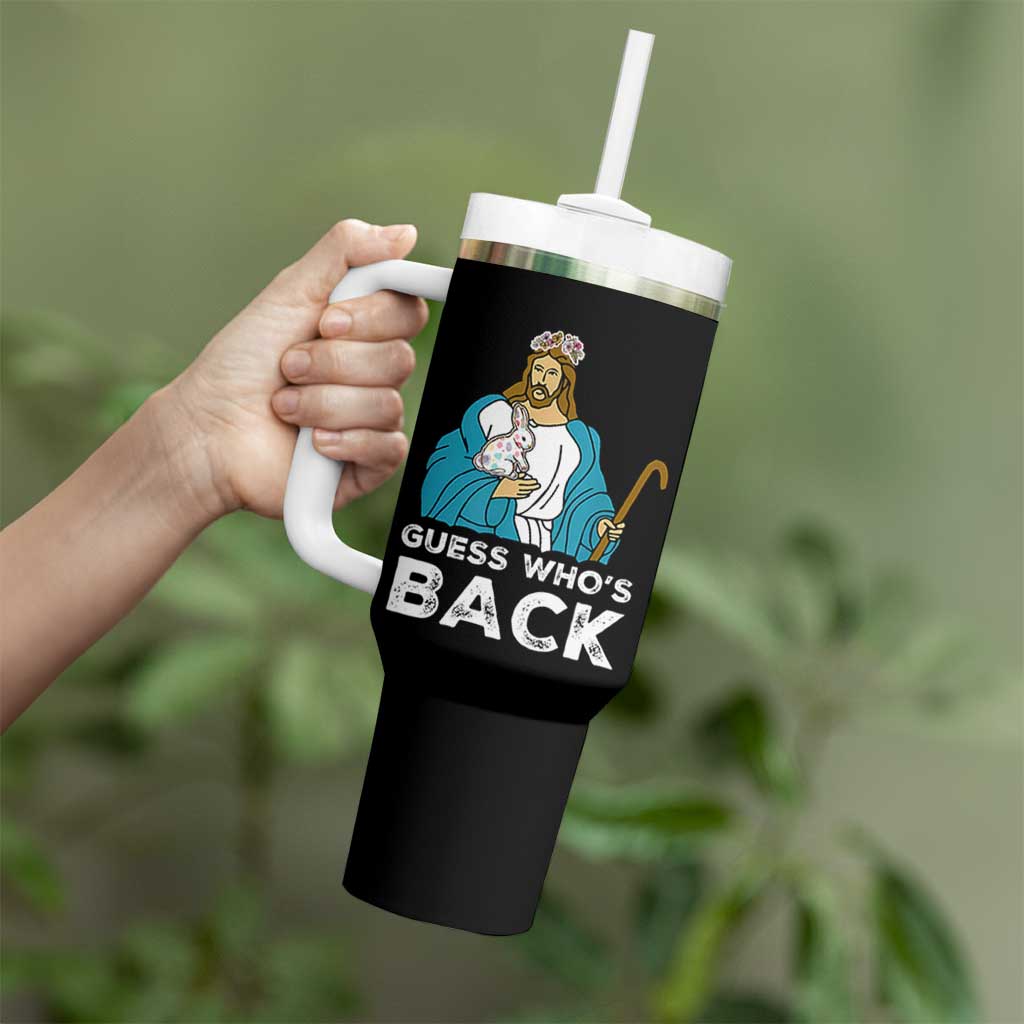 Guess Whos Back Tumbler With Handle Funny Religious Jesus Back Cute Bunny - Wonder Print Shop