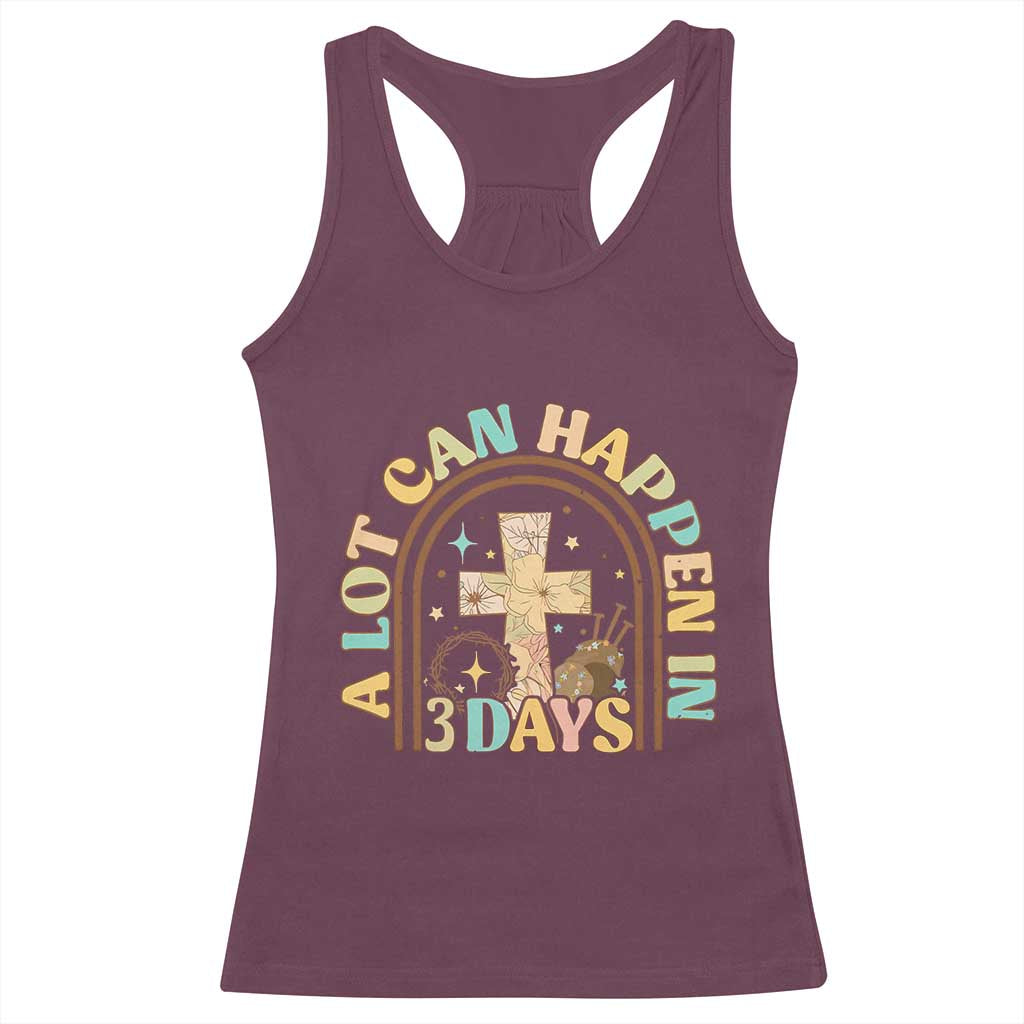 A lot can Happen in 3 Days Racerback Tank Top Retro Christian Easter Family