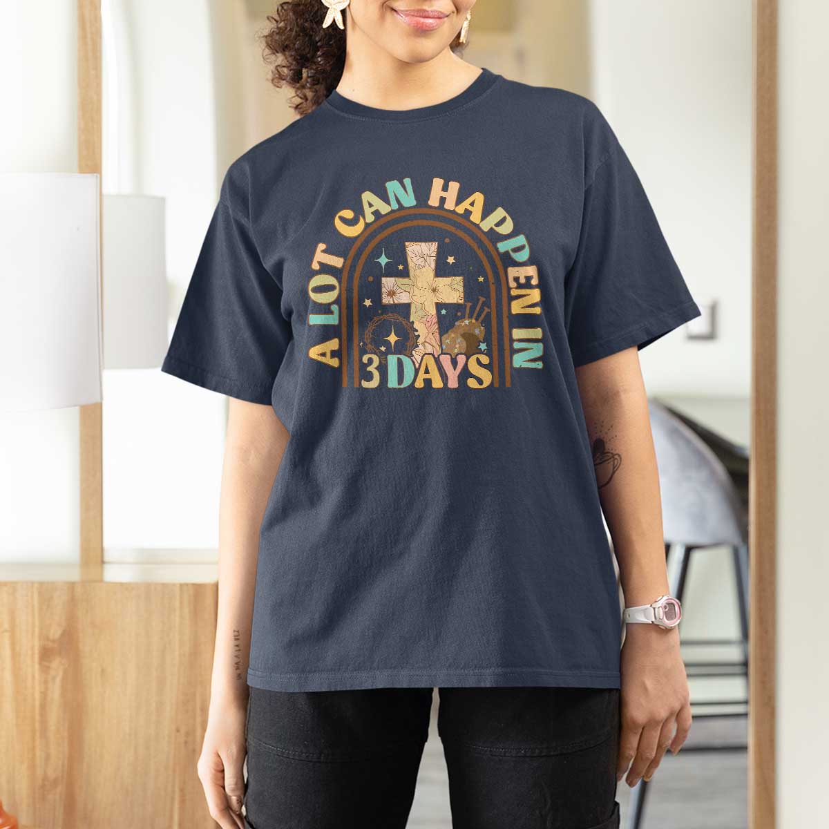 A lot can Happen in 3 Days T Shirt For Women Retro Christian Easter Family