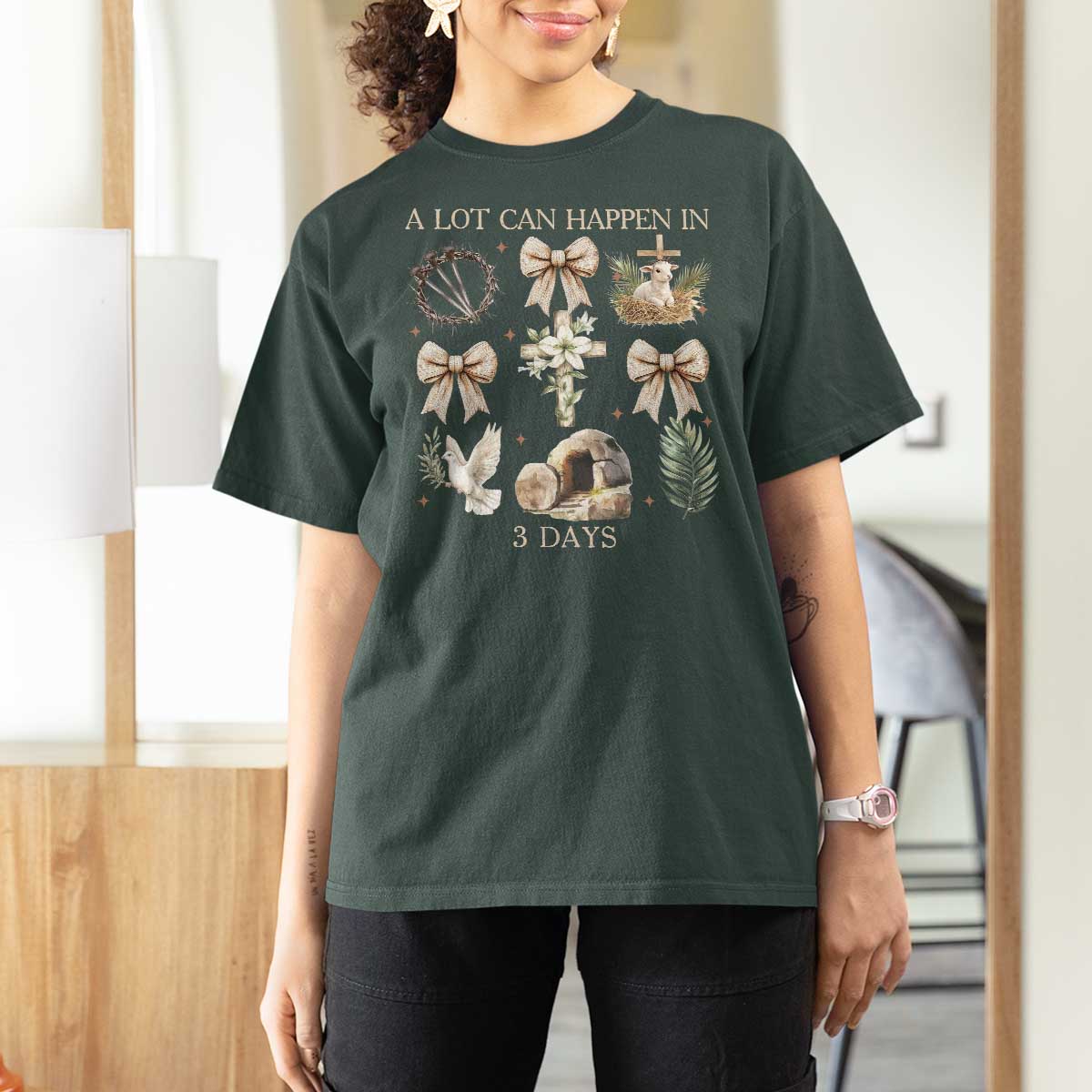 A Lot Can Happen In 3 Days T Shirt For Women Jesus Christian Easter Family
