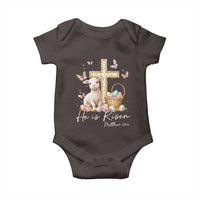 He Is Risen Easter Baby Onesie Lamb Flowers Cross