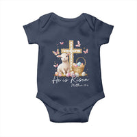 He Is Risen Easter Baby Onesie Lamb Flowers Cross