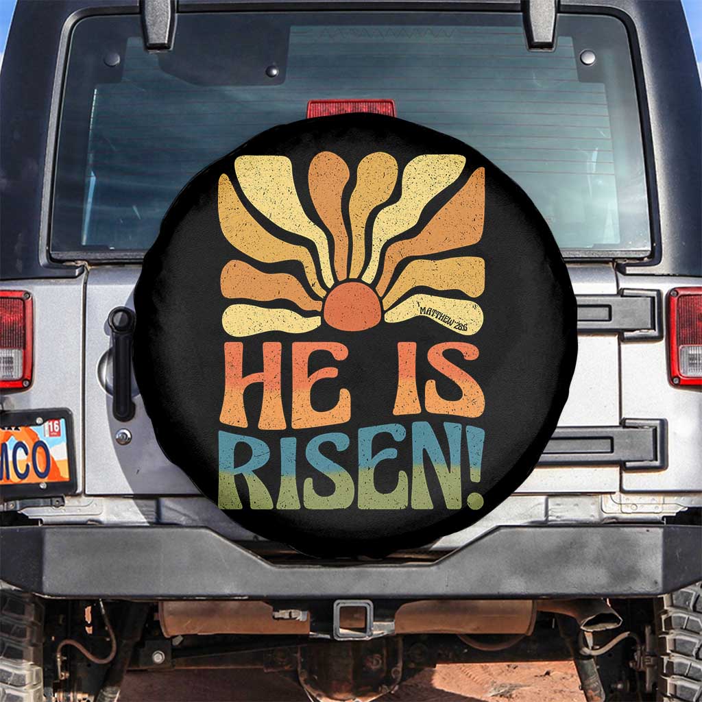 Retro Easter Spare Tire Cover Jesus He is Risen Matthew 28:6 Bible Verse Kids - Wonder Print Shop