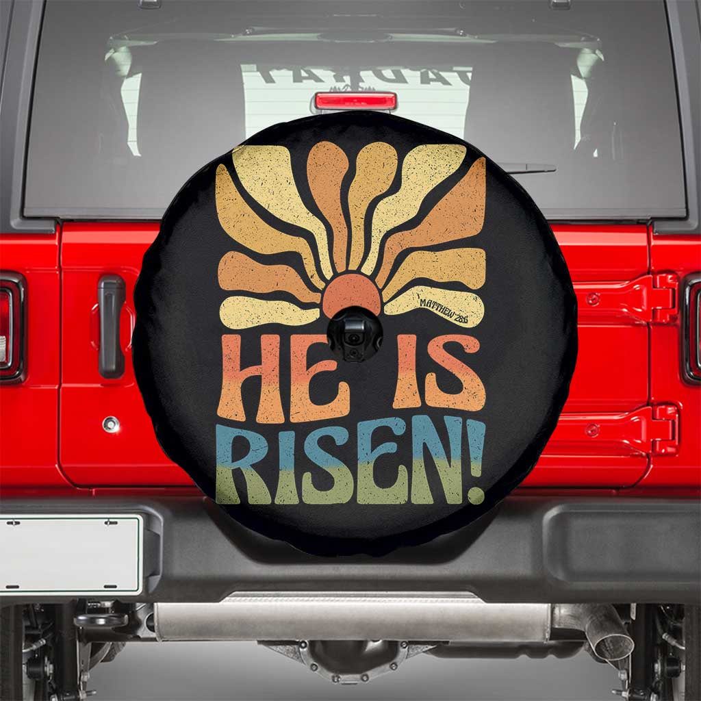 Retro Easter Spare Tire Cover Jesus He is Risen Matthew 28:6 Bible Verse Kids - Wonder Print Shop