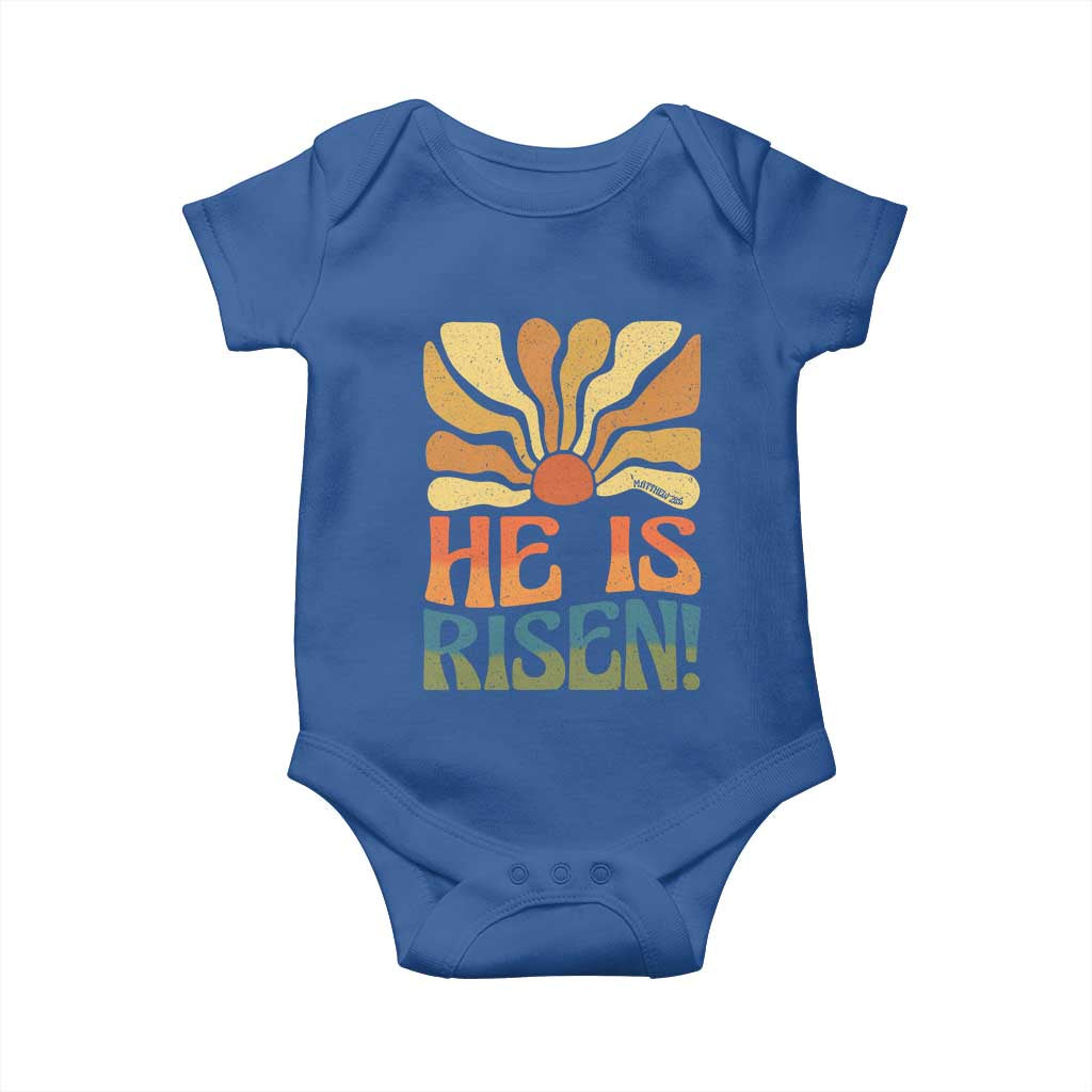 Retro Easter Baby Onesie Jesus He is Risen Matthew 28:6 Bible Verse Kids - Wonder Print Shop