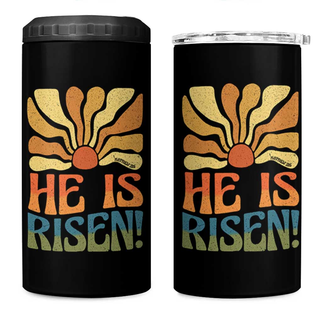 Retro Easter 4 in 1 Can Cooler Tumbler Jesus He is Risen Matthew 28:6 Bible Verse Kids - Wonder Print Shop