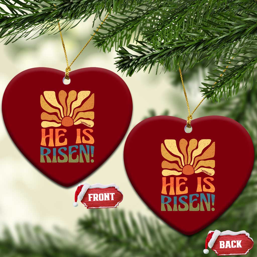 Retro Easter Ceramic Ornament Jesus He is Risen Matthew 28:6 Bible Verse Kids - Wonder Print Shop