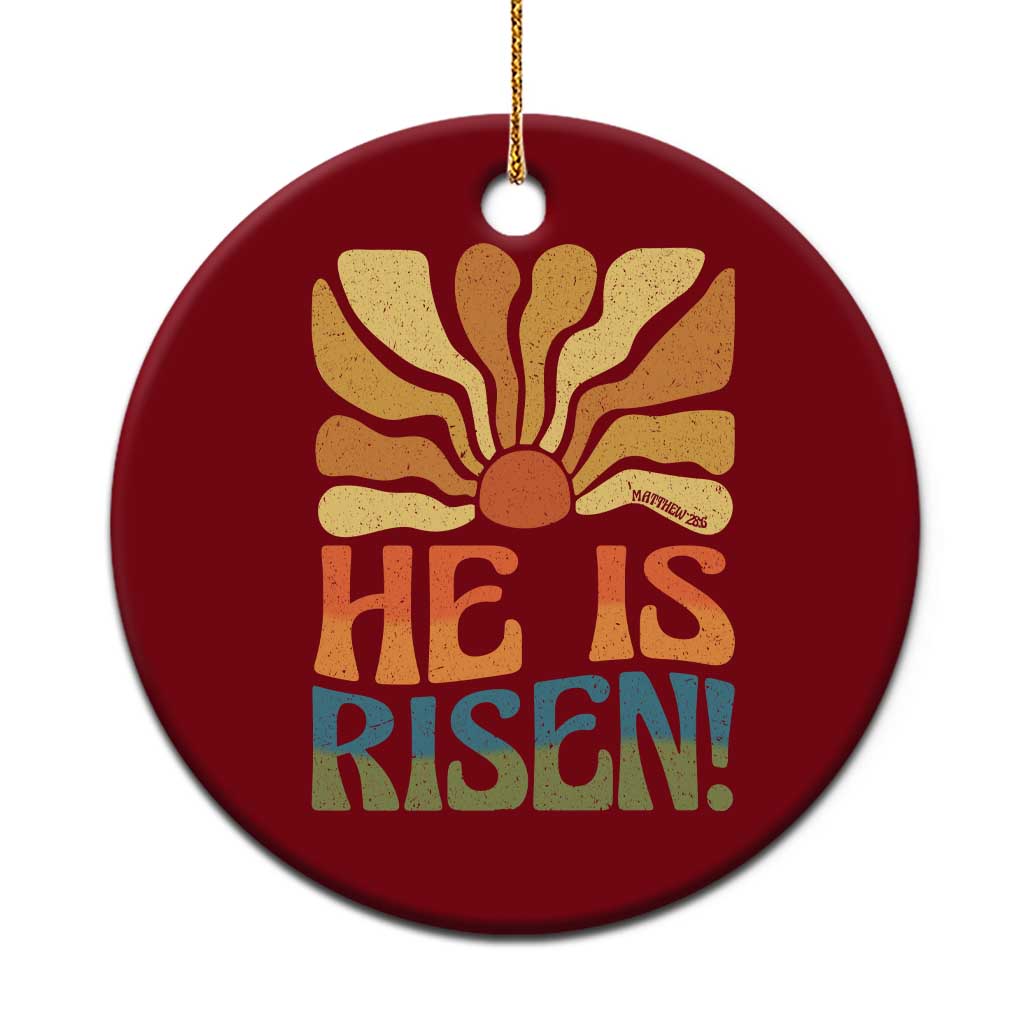 Retro Easter Ceramic Ornament Jesus He is Risen Matthew 28:6 Bible Verse Kids - Wonder Print Shop