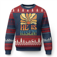 Retro Easter Ugly Christmas Sweater Jesus He is Risen Matthew 28:6 Bible Verse Kids - Wonder Print Shop