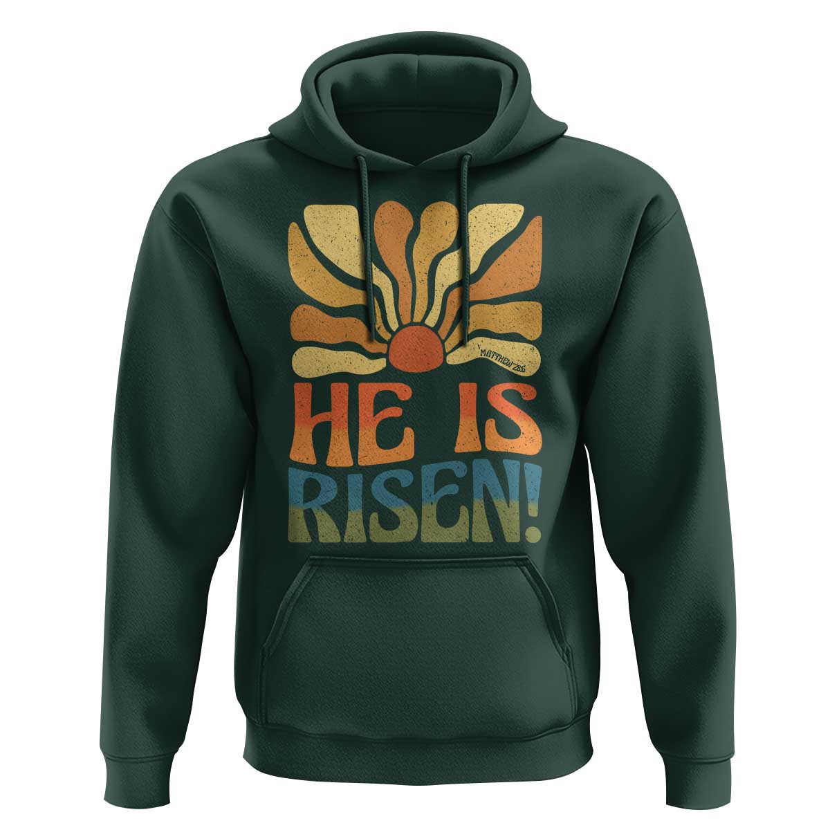 Retro Easter Hoodie Jesus He is Risen Matthew 28:6 Bible Verse Kids - Wonder Print Shop