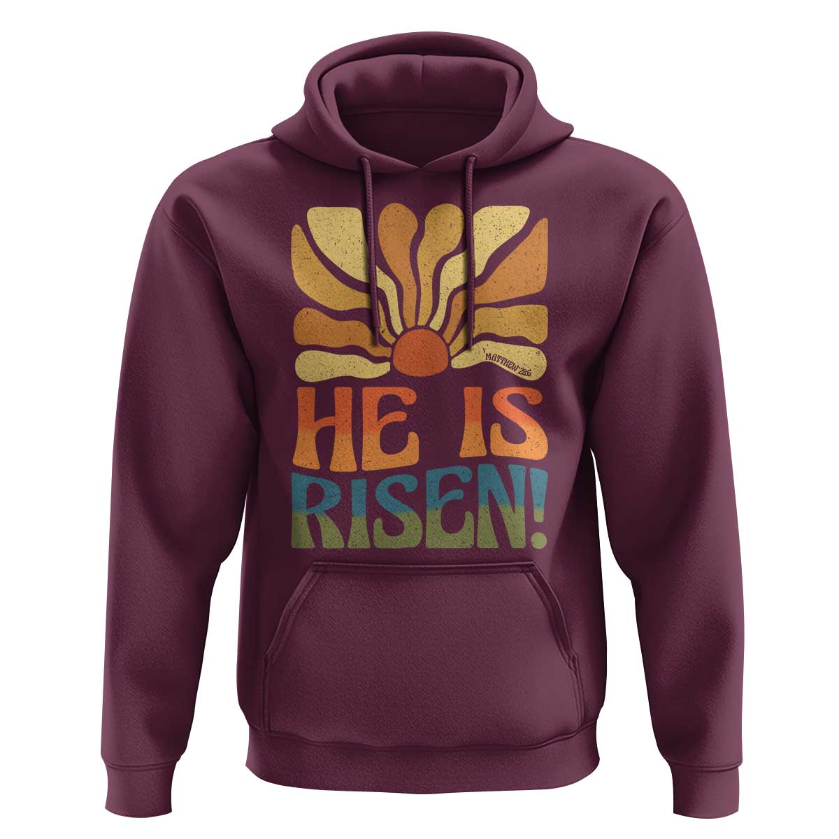 Retro Easter Hoodie Jesus He is Risen Matthew 28:6 Bible Verse Kids - Wonder Print Shop