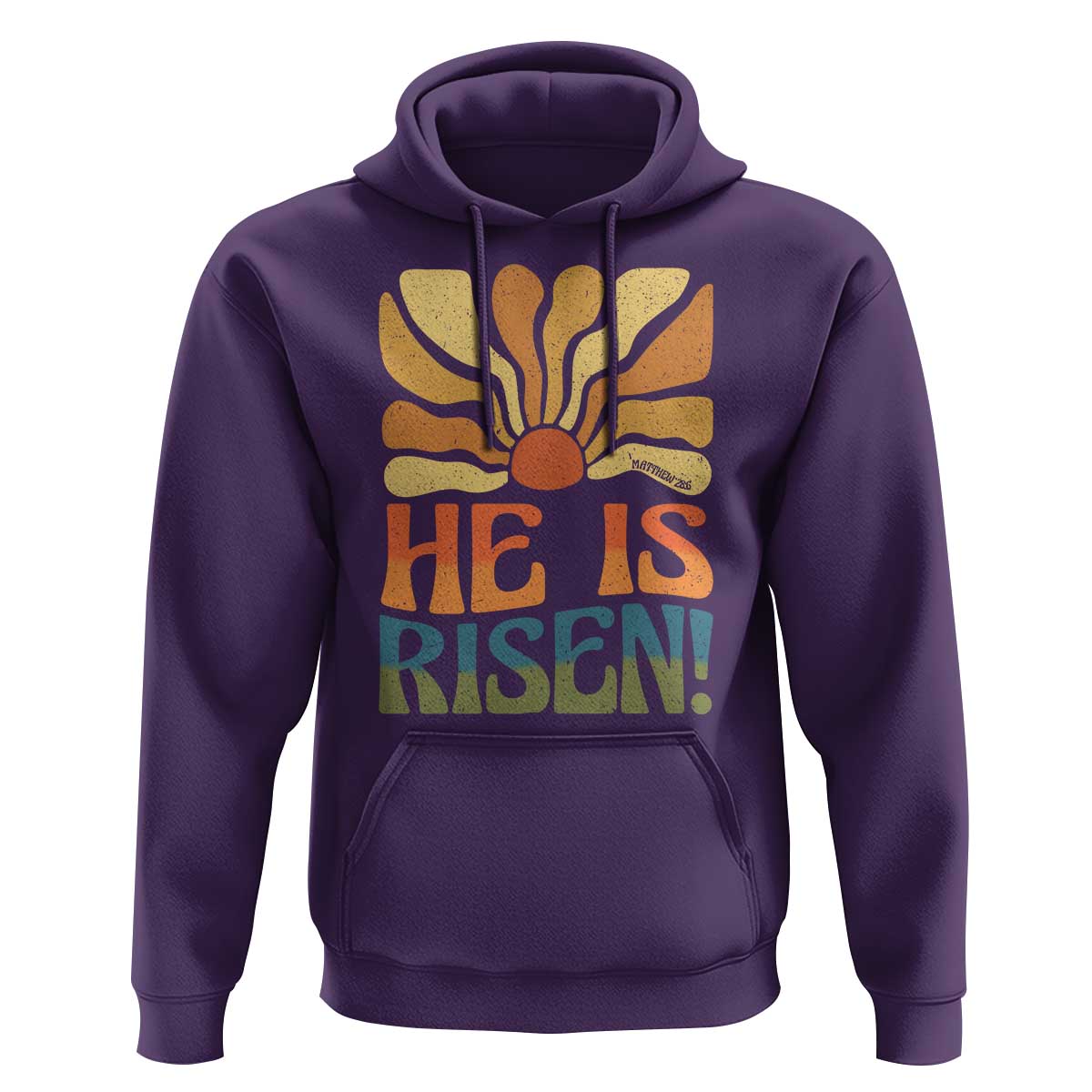 Retro Easter Hoodie Jesus He is Risen Matthew 28:6 Bible Verse Kids - Wonder Print Shop