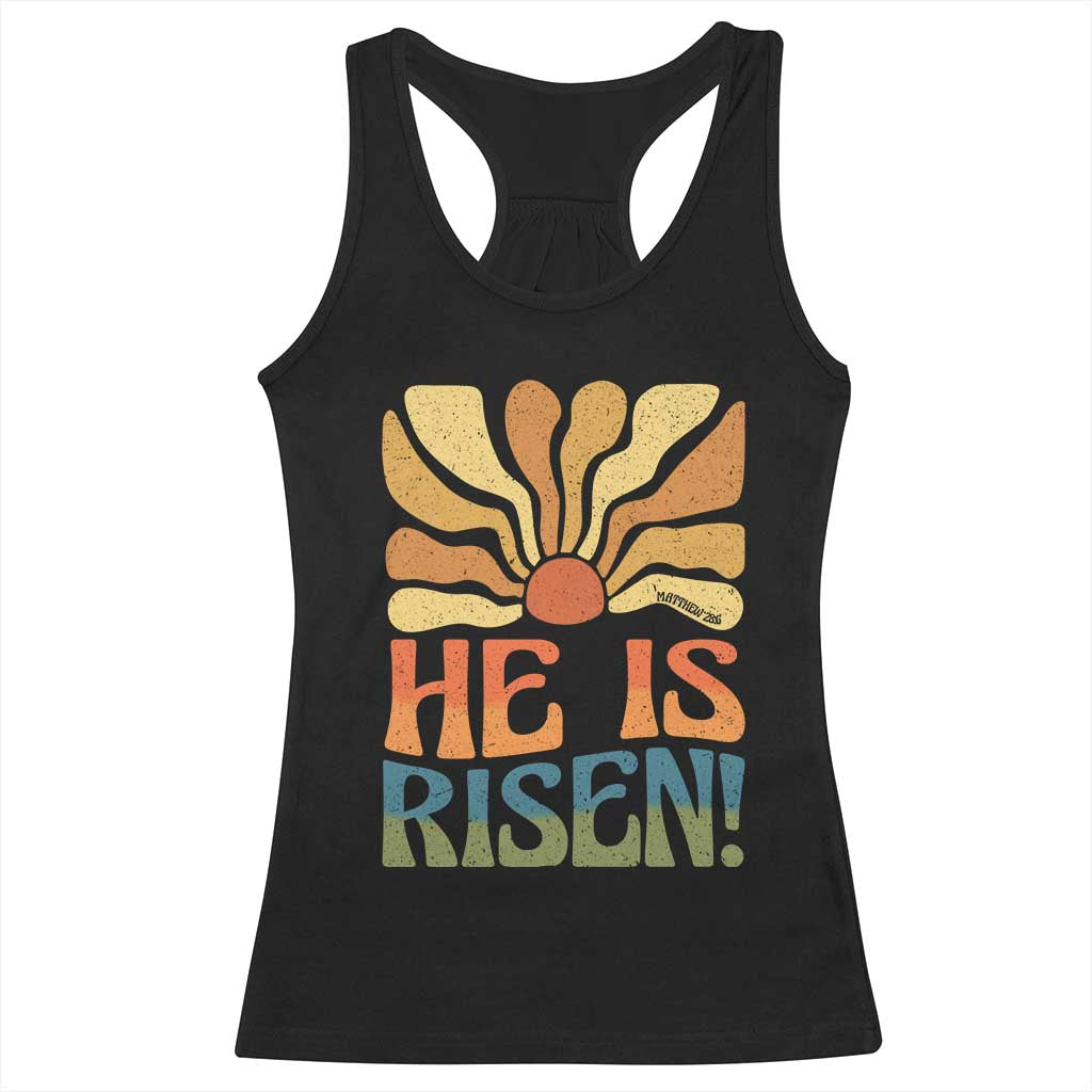Retro Easter Racerback Tank Top Jesus He is Risen Matthew 28:6 Bible Verse Kids - Wonder Print Shop
