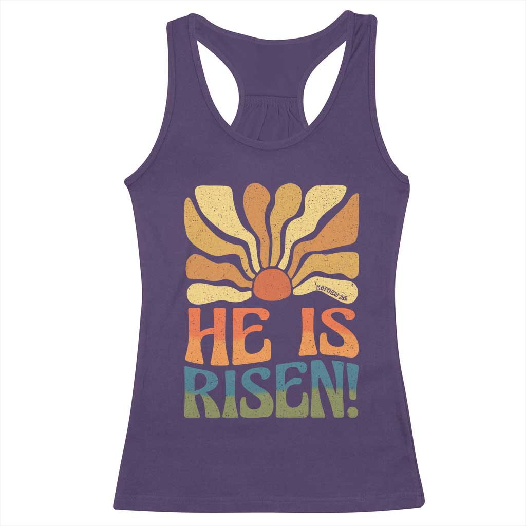 Retro Easter Racerback Tank Top Jesus He is Risen Matthew 28:6 Bible Verse Kids - Wonder Print Shop