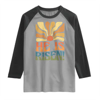 Retro Easter Raglan Shirt Jesus He is Risen Matthew 28:6 Bible Verse Kids - Wonder Print Shop