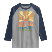 Retro Easter Raglan Shirt Jesus He is Risen Matthew 28:6 Bible Verse Kids - Wonder Print Shop