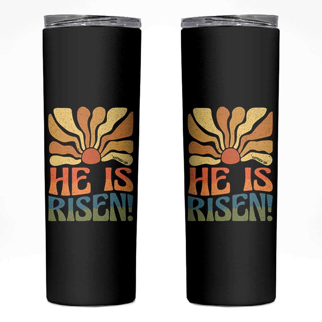 Retro Easter Skinny Tumbler Jesus He is Risen Matthew 28:6 Bible Verse Kids - Wonder Print Shop