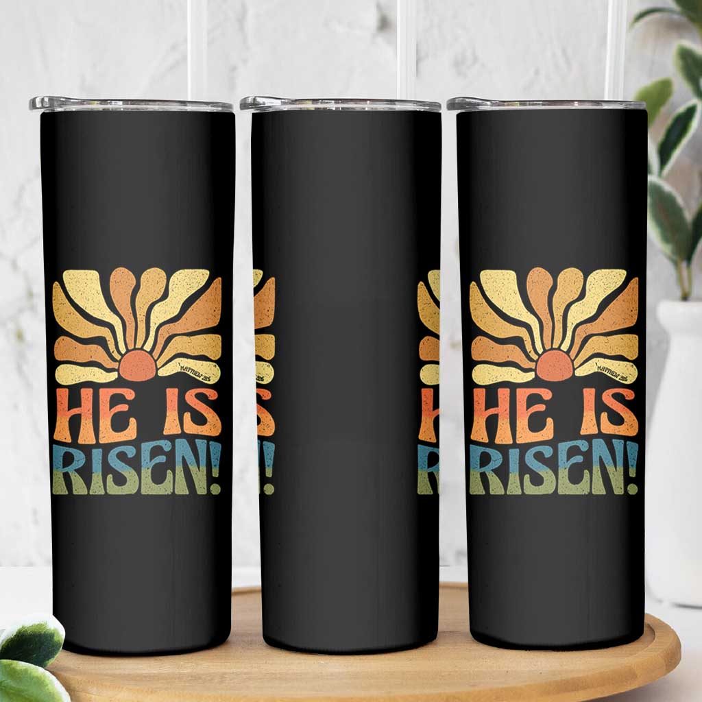 Retro Easter Skinny Tumbler Jesus He is Risen Matthew 28:6 Bible Verse Kids - Wonder Print Shop