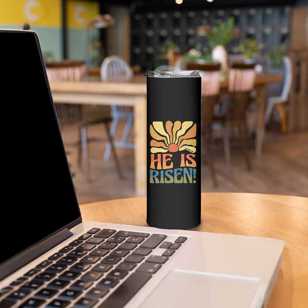 Retro Easter Skinny Tumbler Jesus He is Risen Matthew 28:6 Bible Verse Kids - Wonder Print Shop