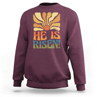 Retro Easter Sweatshirt Jesus He is Risen Matthew 28:6 Bible Verse Kids - Wonder Print Shop