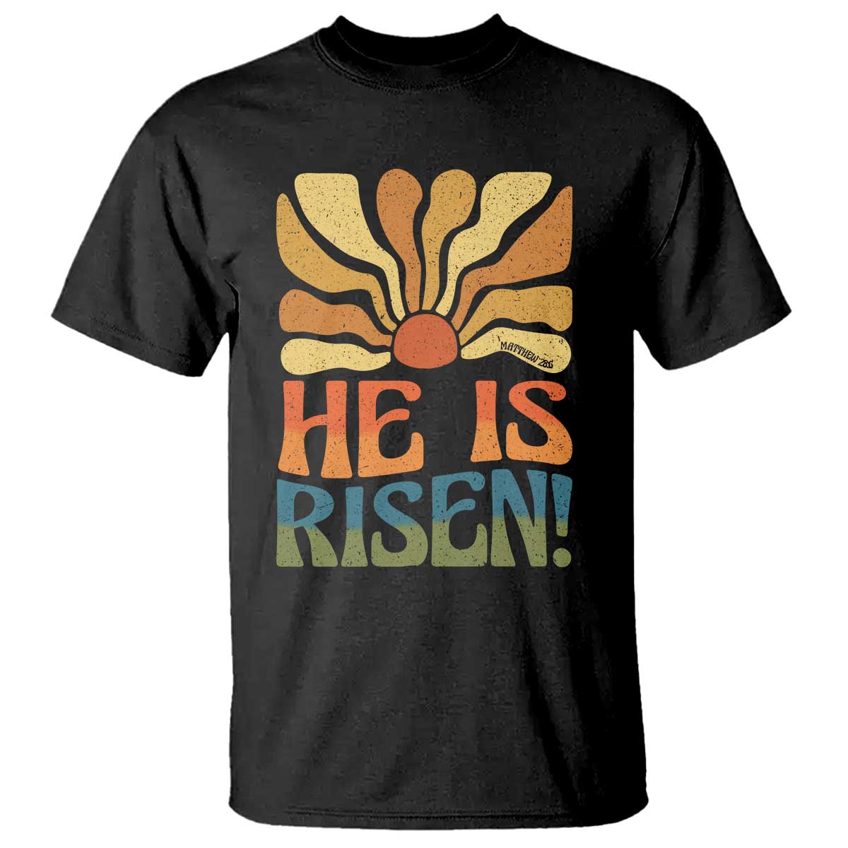 Retro Easter T Shirt Jesus He is Risen Matthew 28:6 Bible Verse Kids - Wonder Print Shop