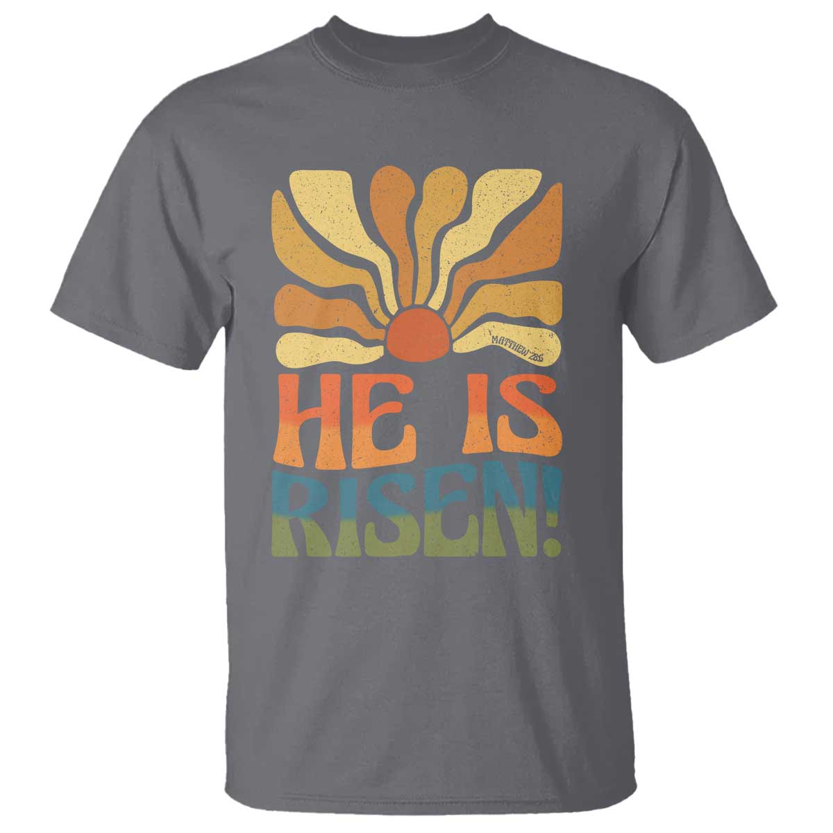 Retro Easter T Shirt Jesus He is Risen Matthew 28:6 Bible Verse Kids - Wonder Print Shop