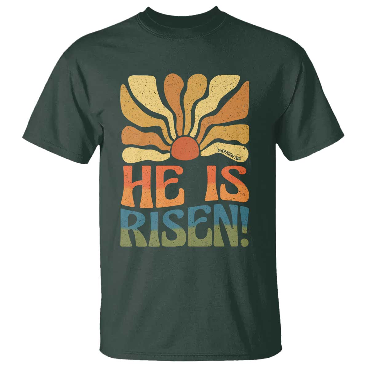 Retro Easter T Shirt Jesus He is Risen Matthew 28:6 Bible Verse Kids - Wonder Print Shop