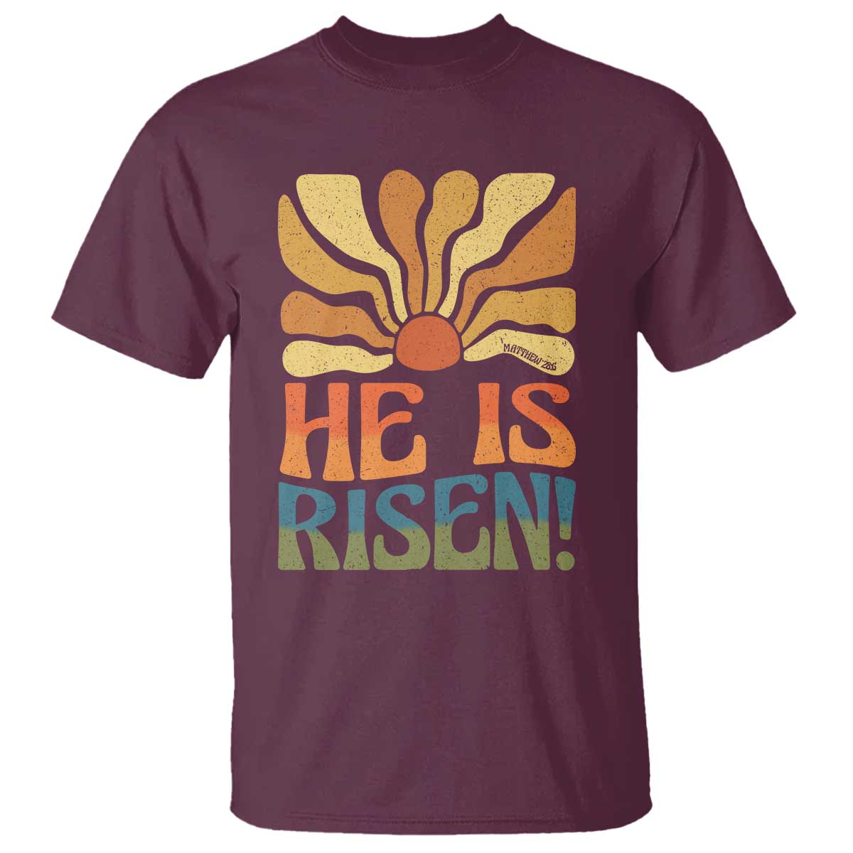 Retro Easter T Shirt Jesus He is Risen Matthew 28:6 Bible Verse Kids - Wonder Print Shop
