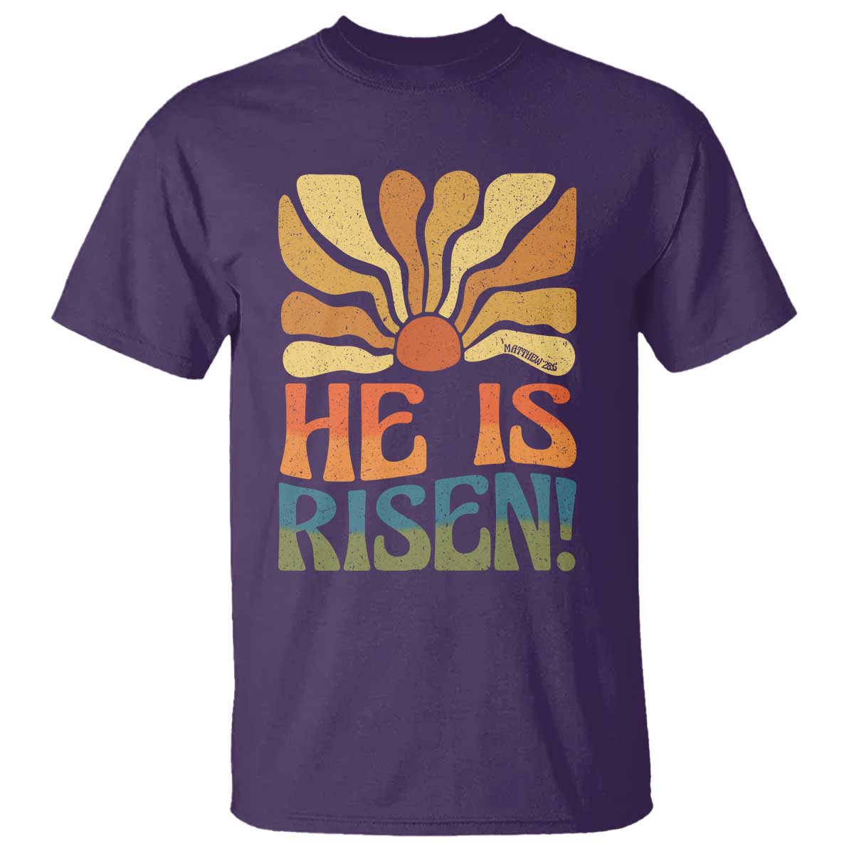 Retro Easter T Shirt Jesus He is Risen Matthew 28:6 Bible Verse Kids - Wonder Print Shop
